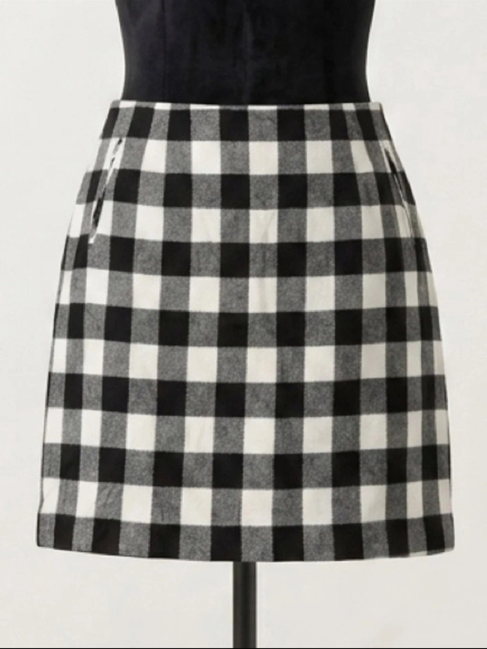 Talbots Buffalo Plaid A-Line Black White Mini Skirt Pockets Plus Size 20